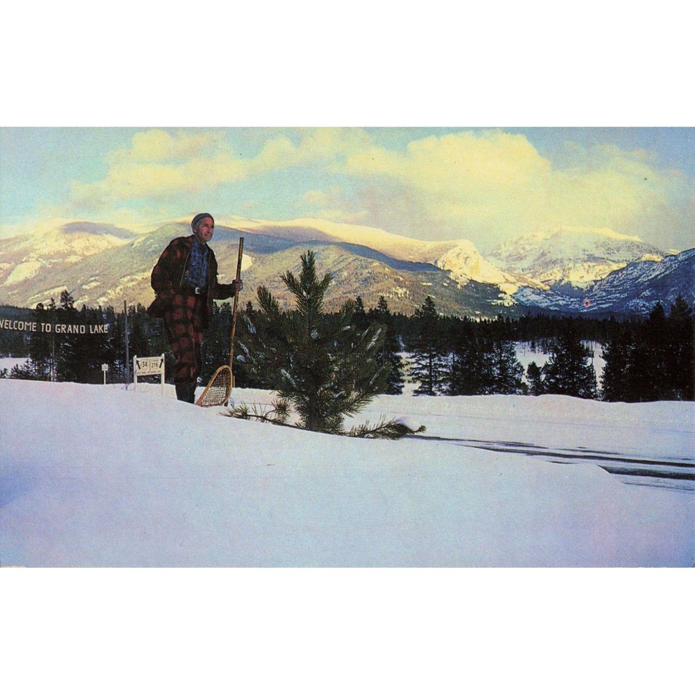 Vintage Grand Lake Colorado Rocky Mountain National Park Snowshoe Postcard 1960